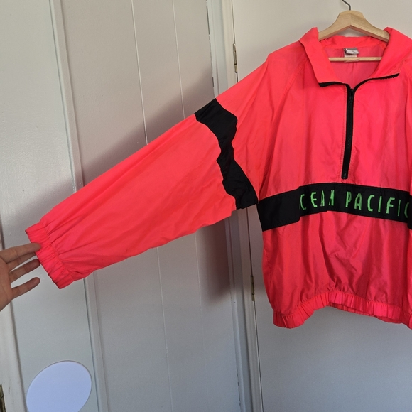 Vintage Ocean Pacific Windbreaker Men's XL Pink - Picture 7 of 15